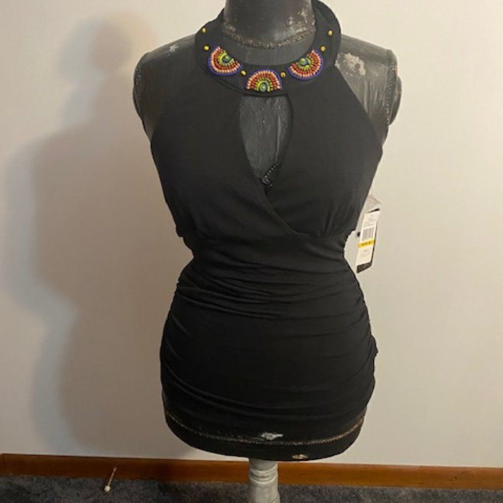 Rampage Black Embellished halter top, size Medium